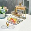 Snack Organizer Elegant 3-lags tørket frukt skjermbrett med nøttestativ Stilig nordisk snacktallerken for frukt Godteri Robust jern