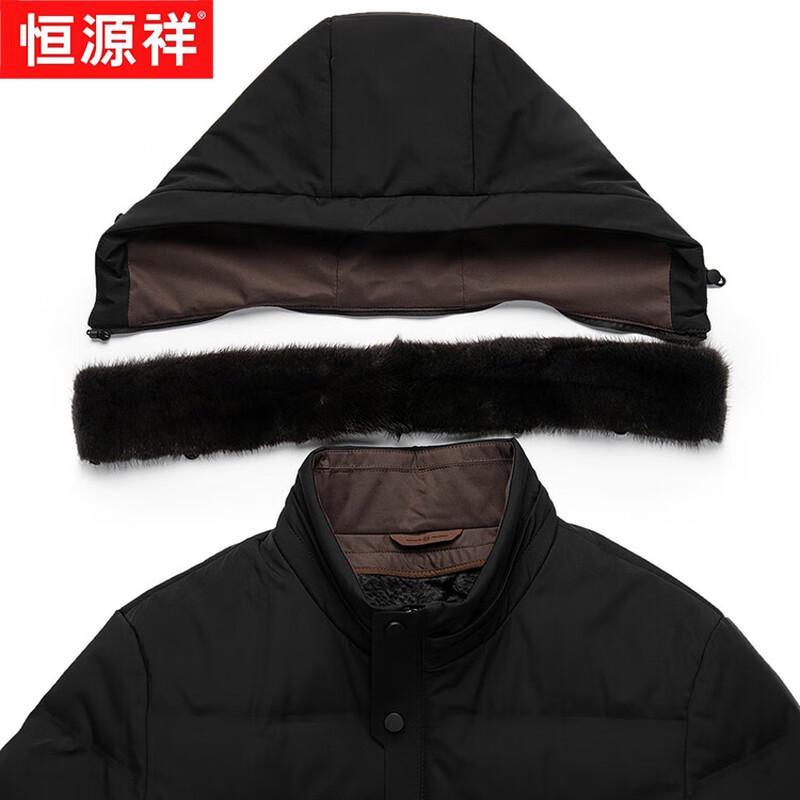 Hengyuanxiang Men's Winter Parka with Mink Fur Collar & Rabbit Fur Lining