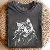 Rock and Roll Cat Shirt and kids tshirt, Singing Kitty Tee, Music Lover Gift, Distressed Graphic T-Shirt and kids tshirt