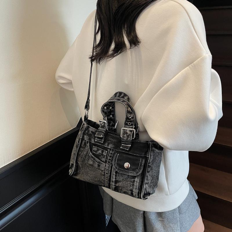 Bolso Cuadrado Pequeño de Mezclilla Bolso de Hombro Cruzado para Mujer