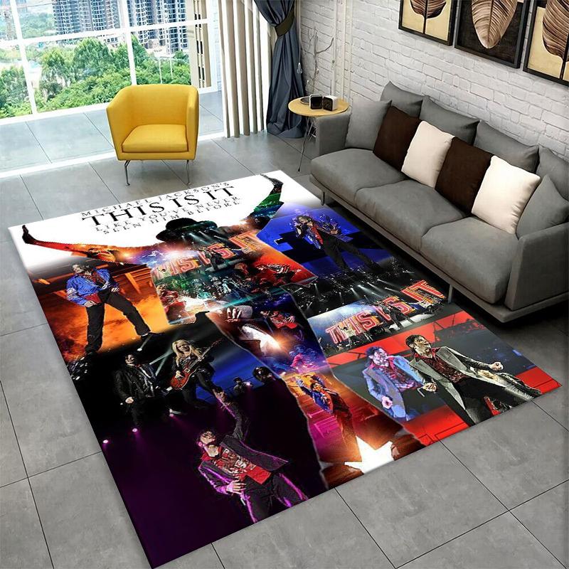 King of Pop Star MJ Michael Jackson Carpet Rug for Bedroom Living Room Sofa Doormat Home Decor,Kid Game Area Rug Non-slip Gift