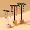 With Wooden Base Jewelry Display Rack T-Bar Jewelry Stand Holder  Earring