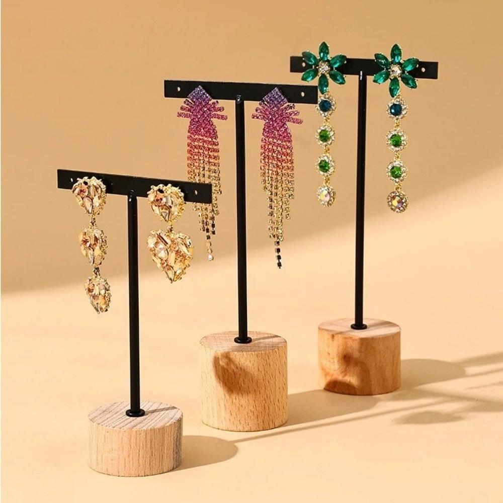 With Wooden Base Jewelry Display Rack T-Bar Jewelry Stand Holder  Earring