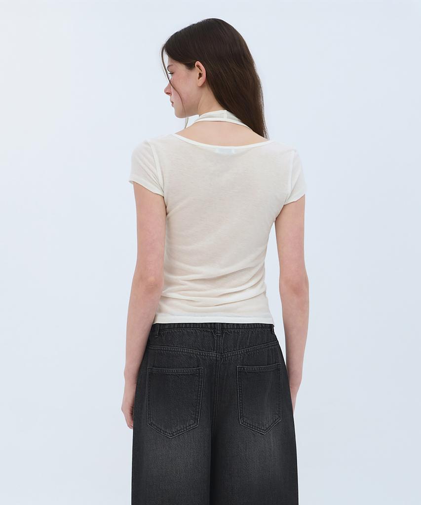 MUSINSA STANDARD WOMAN Women'S Wool Tencel Halter Layered T-Shirt [Ivory]