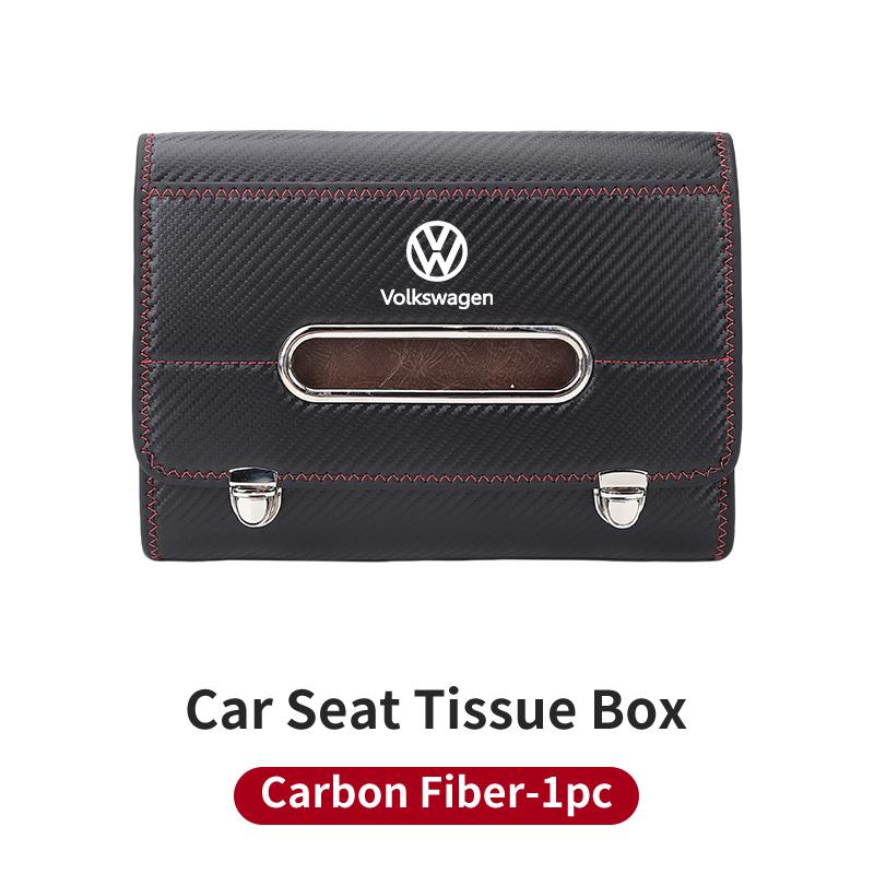 Car Storage Elastic Fabric Leather Vehicle Seat Tissue Dispenser For VW Golf GTI Polo Passat Touareg Beetle GTD GTE Sportcoupe BIT1