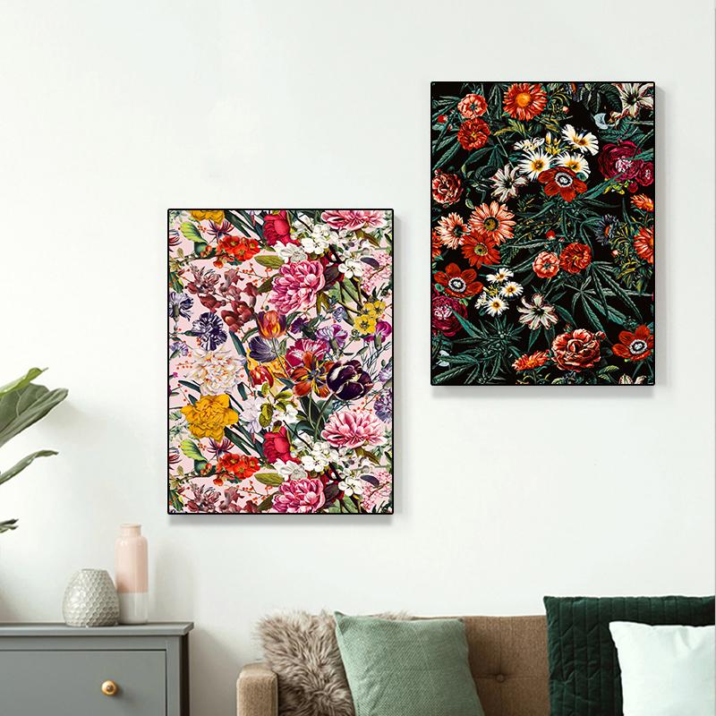 Купить Европейский винтажный красочный цветок холст картина настенное ...
