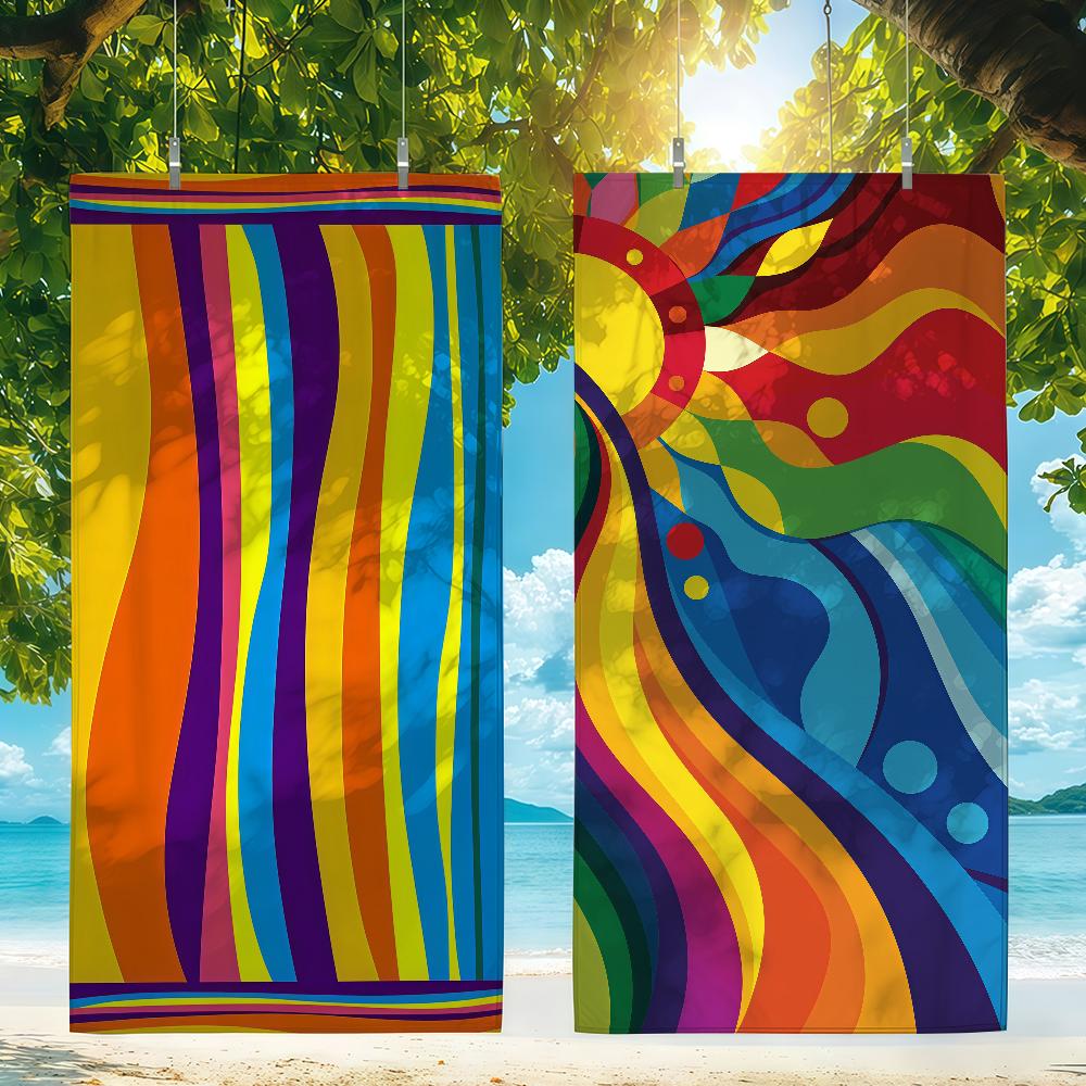 Colorful abstract stripes Art Towel Quick Drying Beach Towels Are Suitable For Swimming Pools Camping Yoga And The Gym