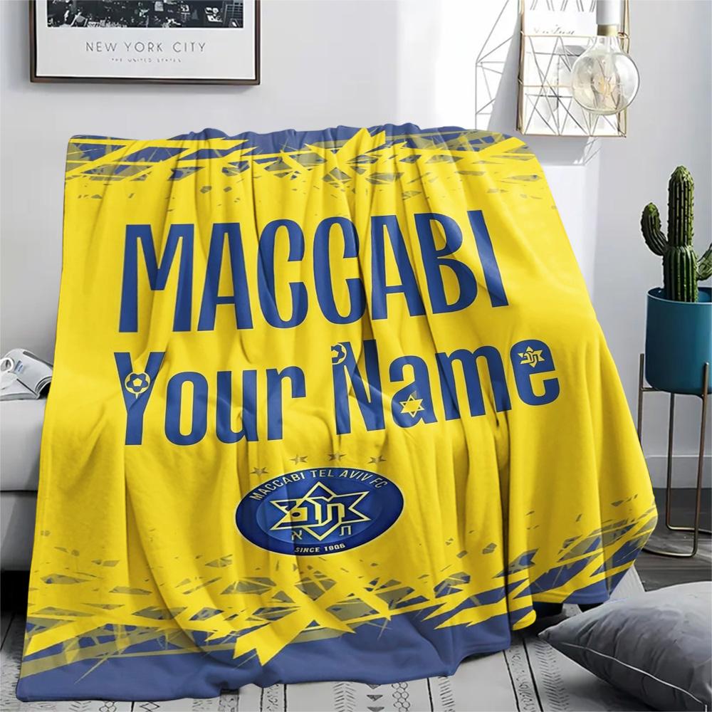 1 Stück Maccabi Fanartikel Benutzerdefinierter Name Gemustert Flanelldecke Geeignet Für Alle Jahreszeiten Für Heimdekoration Wärme Und Komfort Geschenke Feiertagsgeschenk