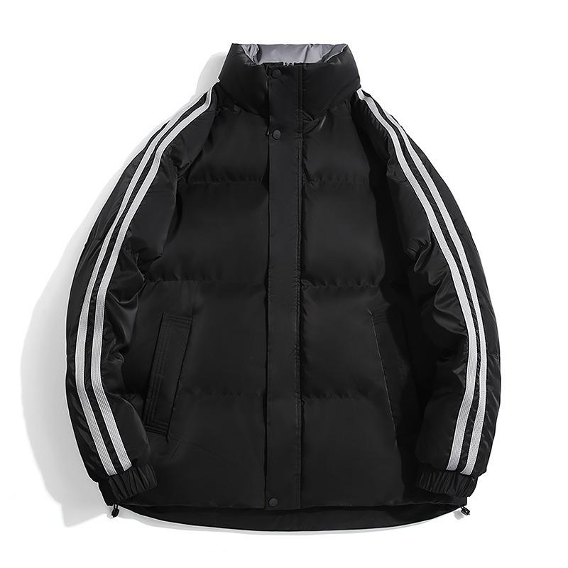 

Мужское зимнее новое молодежное трендовое студенческое повседневное свободное однотонное утолщенное хлопковое пальто 4XL чёрный