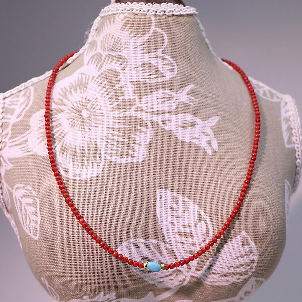 Red Agate & Turquoise Pendant Necklace - Elegant Fashion Choker for Women