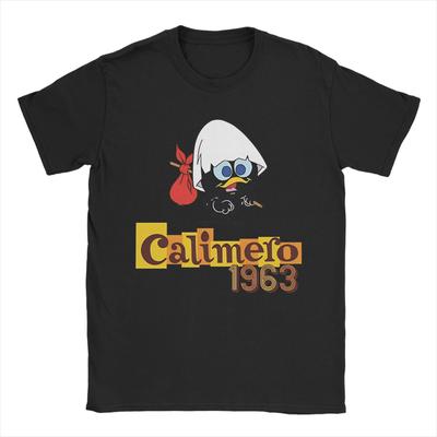 T-shirt Tee Calimero Poussin Noir Imprimé Graphique Homme Femme 100% Coton T-shirts Vêtements