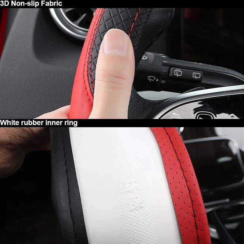 Leder-Lenkradbezug fürs Auto, 38 cm, sportlicher Auto-Lenkradbezug, rutschfest und kratzfest