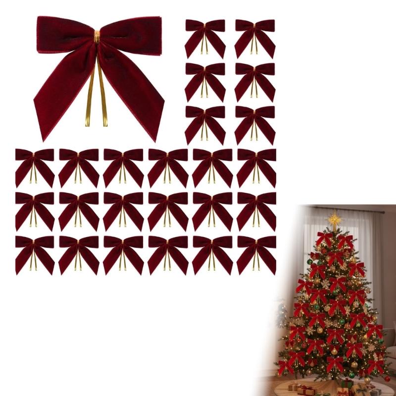 Luxurious Velvety Bowknot Knot Ornament Velvety Holiday Decors For Christmas Tree Holiday Homes Party Decorations