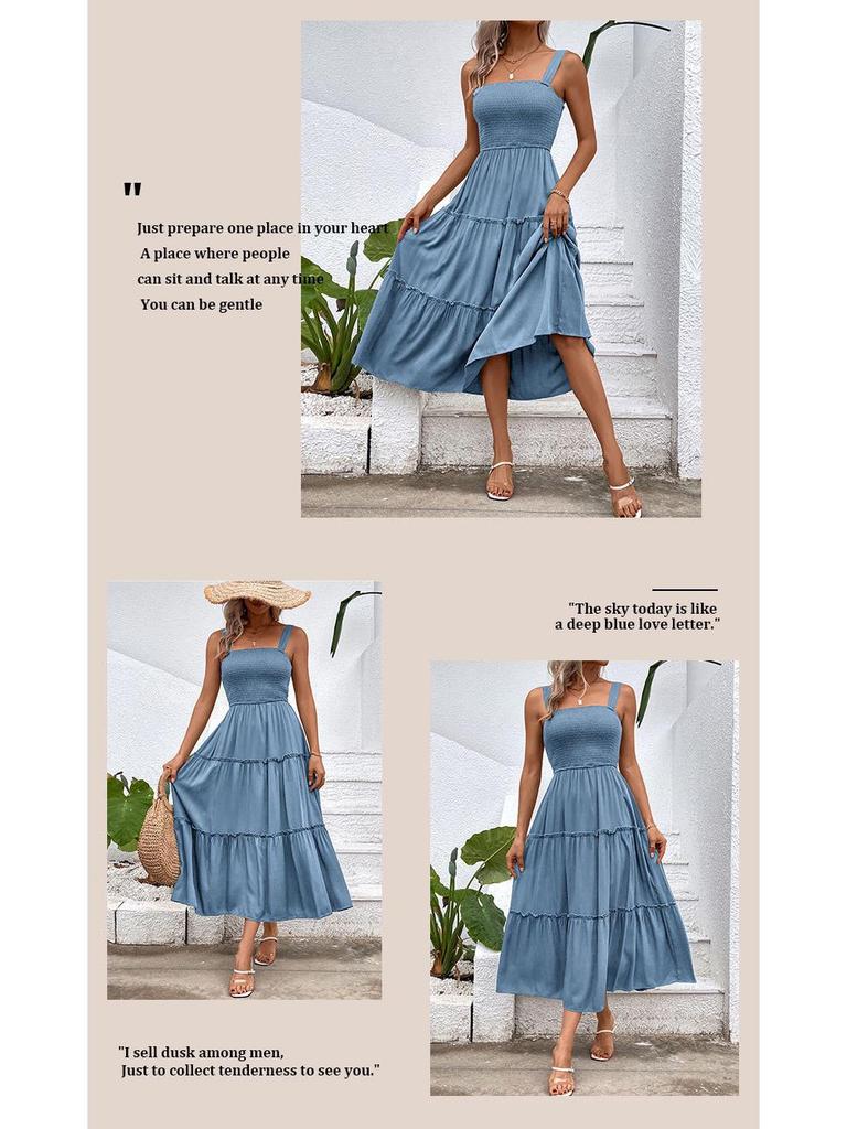 2025 Sommer Mehrfarbig Damen Schulterfreies Elastisches Camisole-Kleid