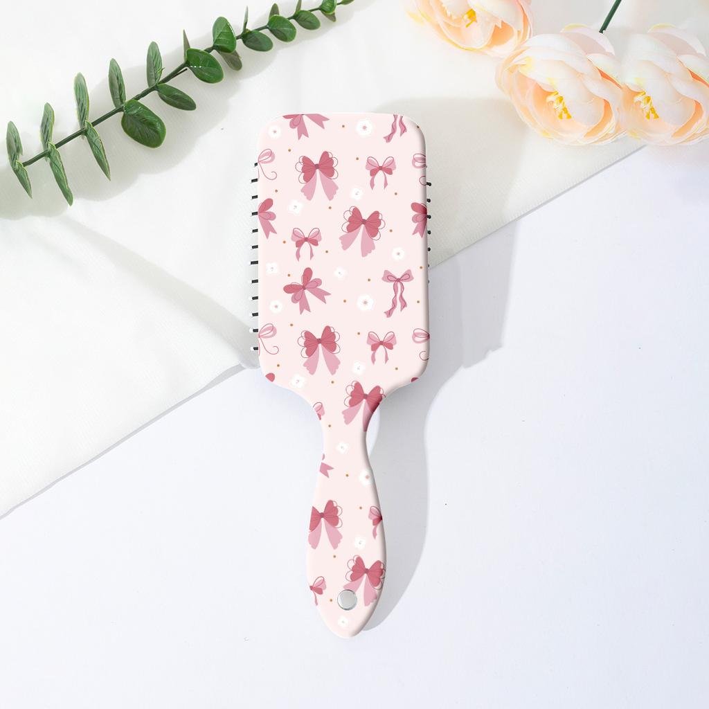 1pc Pink Bowknot Designed Hair Cushion Comb, Anti-Static Smooth Massage Paddle Hair Brush For Home Use
