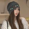 Korean-Style Tie-Dye Beaded Slouchy Beanie for Women - Ethnic Retro Tassel Skull Cap, Early Autumn Wear