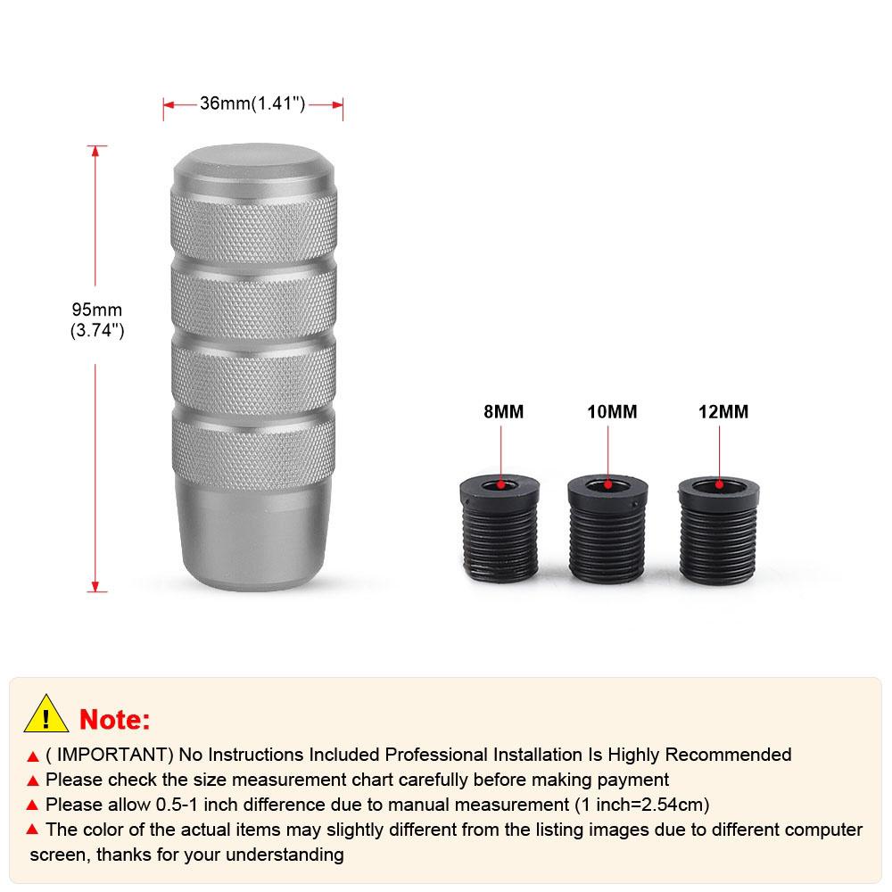 Universal 95mm Non-Slip Gear Shift Knob M8 M10 M12 Universal Car Manual Transmission Aluminum Knurled Shifter Lever Knob JDM