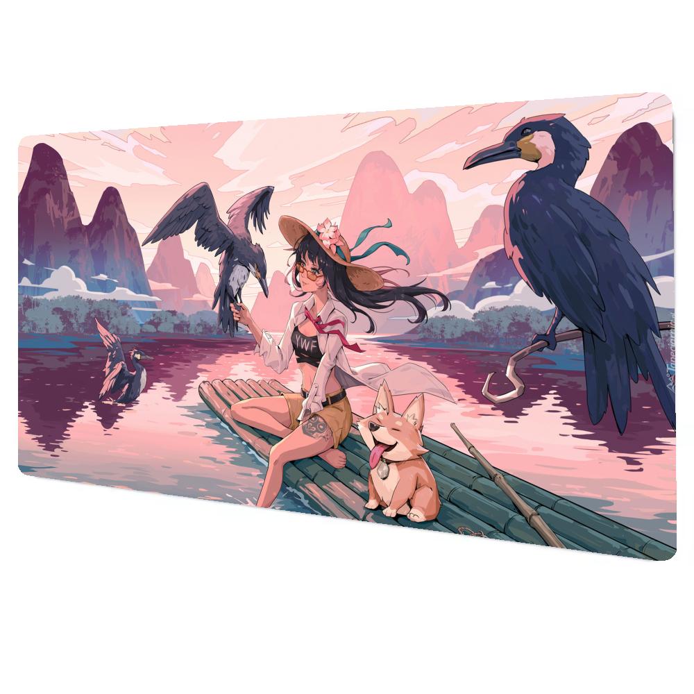 Mouse Pad Gamer Kawaii Desk Mat Japanese Girl Mousepad Gaming Office Pc Accessories Keyboard Desk Mat Large Nonslip Xaxc
