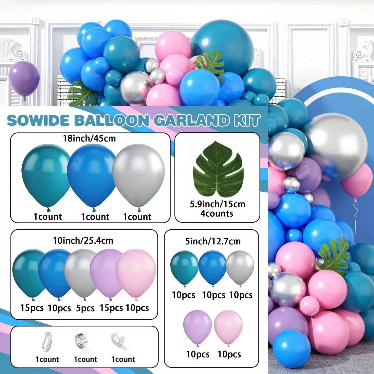 

115pcs Purple Pink Blue Metallic Silver Balloon Arch Garland Kit for Birthday Decorations, Party Indoor and Outdoor Decorations Other