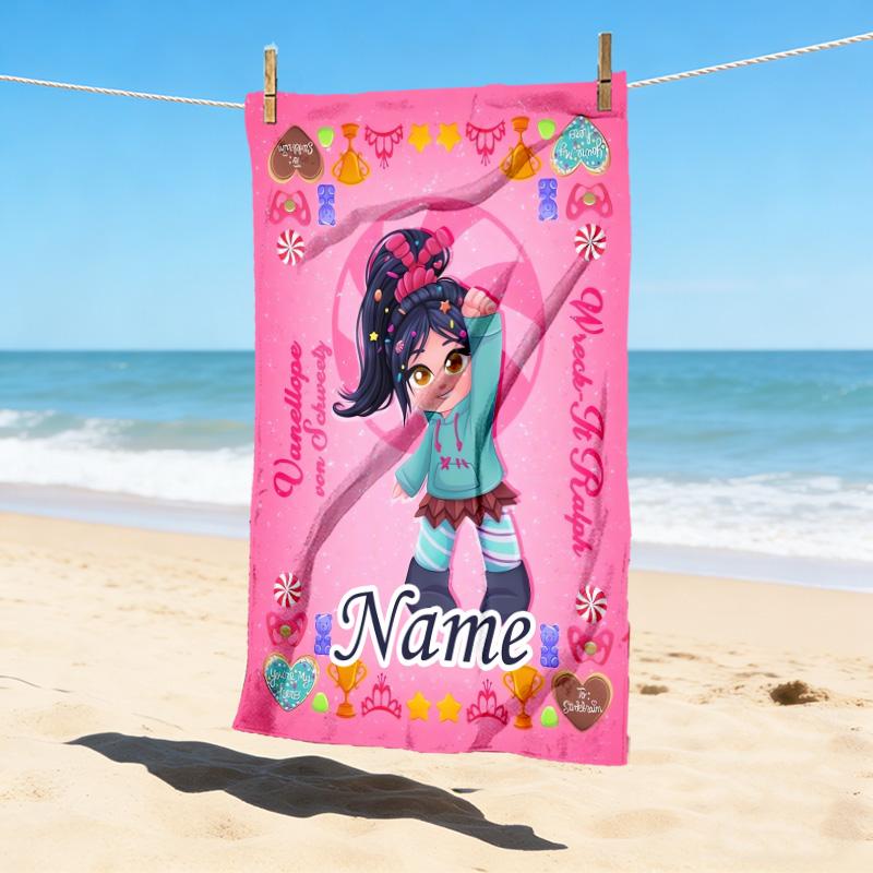 Custom Name Frozen Fantasy Stylish Digital Printing Beach Towel Quick‑Drying Absorbent Blanket for Beach Pool Gym Travel