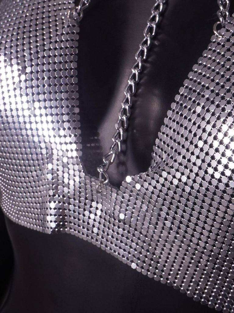 2024 European Music Festival Metal Chain Tube Top Backless Sexy Top