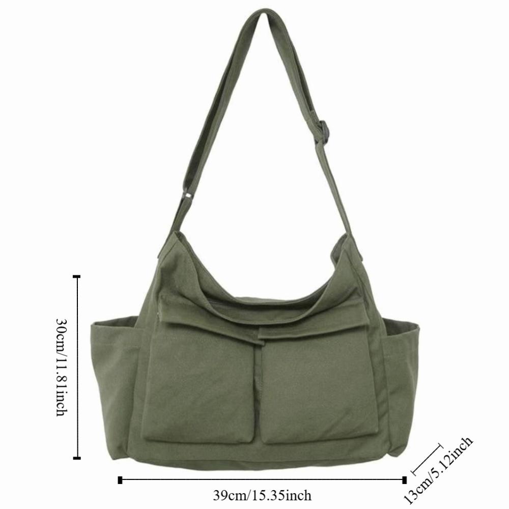 Large Capacity Teenager Messenger Bag Canvas Crossbody Bag Casual Vintage Shoulder Bags Students