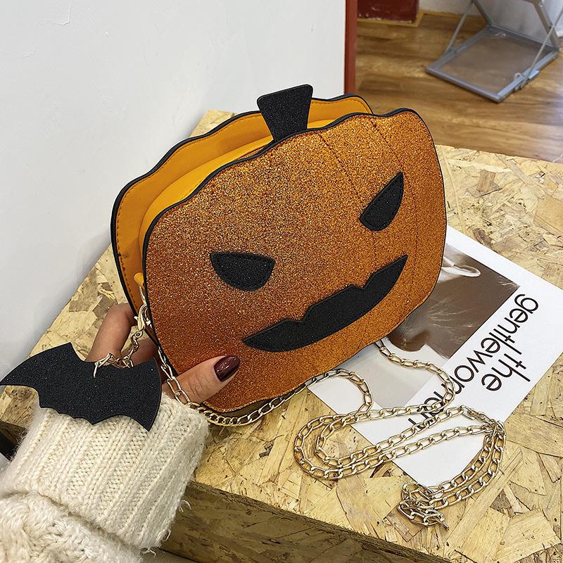 

Korean Style 3D Cartoon Pumpkin Bat PU Crossbody Bag - Funny, Quirky Shoulder Bag for Women