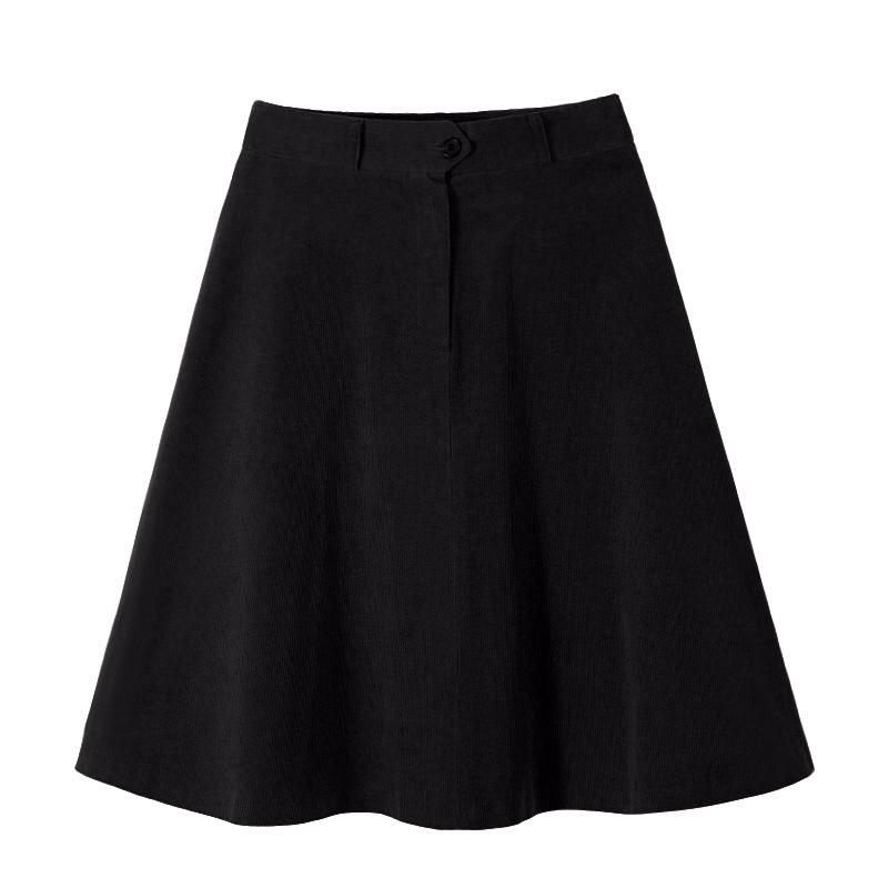 High-Waist Retro Corduroy A-Line Skirt - Women's Mid-Length, Autumn/Winter Skirt