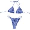 Damen Sexy Rüschen Bikini Push-Up Pad Badeanzug Set Badeanzug Strandmode