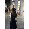 French Chic Long Sleeve A-Line Midi Dress With Built-in Bra Pad High Waist Solid Black Womens Elegant Vintage Style