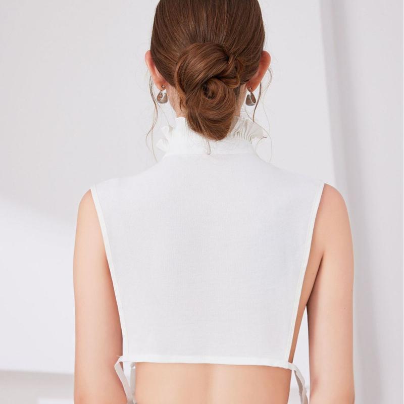 Perfect Match Detachable Stand Collar Blouse Solid Color Half Shirt Ruffled Decorative Collar Sweater False Collar Top Clothing Accessory