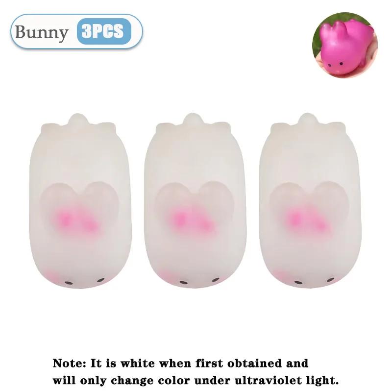 1-20PCS Light Activated Color Changing Heart Bunny Squishy Stress Relief Toy Strawberry Ice Cube Anxiety Reducer Sensory Fidget