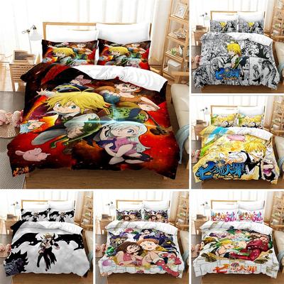 Conjunto de Cama Sete Pecados Capitais Impresso em 3D Anime Meliodas Capa de Edredom Solteiro Solteiro Completo Queen King Adulto Criança Roupa de Cama Capa de Colcha