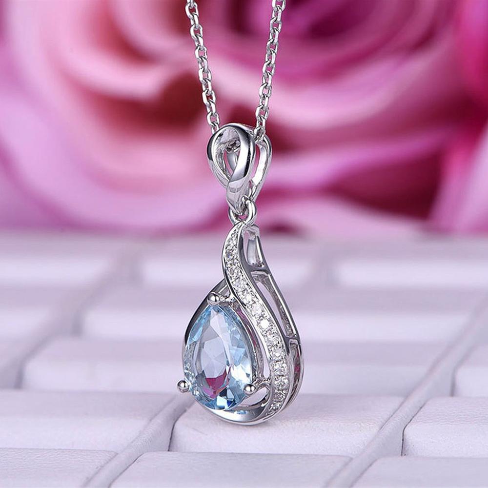 Graceful Engagement Party Pendant Necklaces for Women Water Drop CZ Stone High Quality Jewelry Female Statement Necklaces
