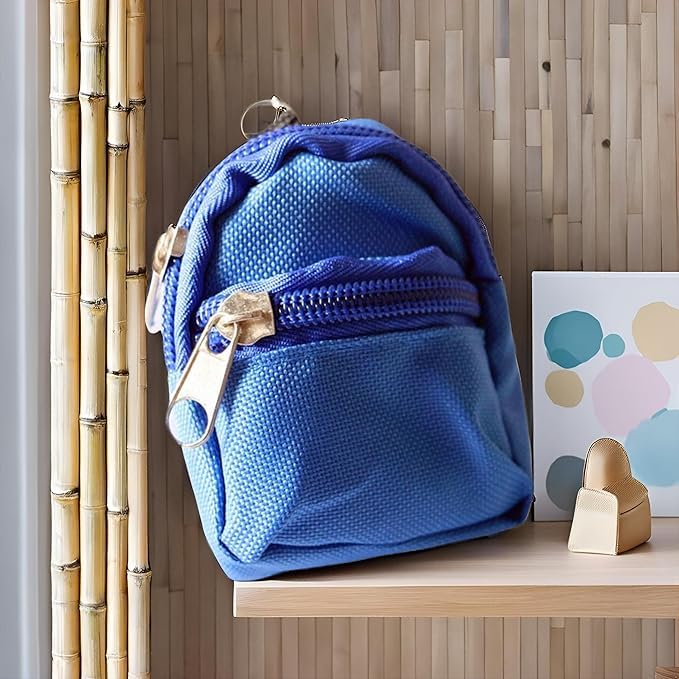 Blue Mini Doll Backpack School Bag Model Dollhouse School Accessory Scale Dollhouse Decoration Simulation Mini School Bag Model Dollhouse 1 1/6