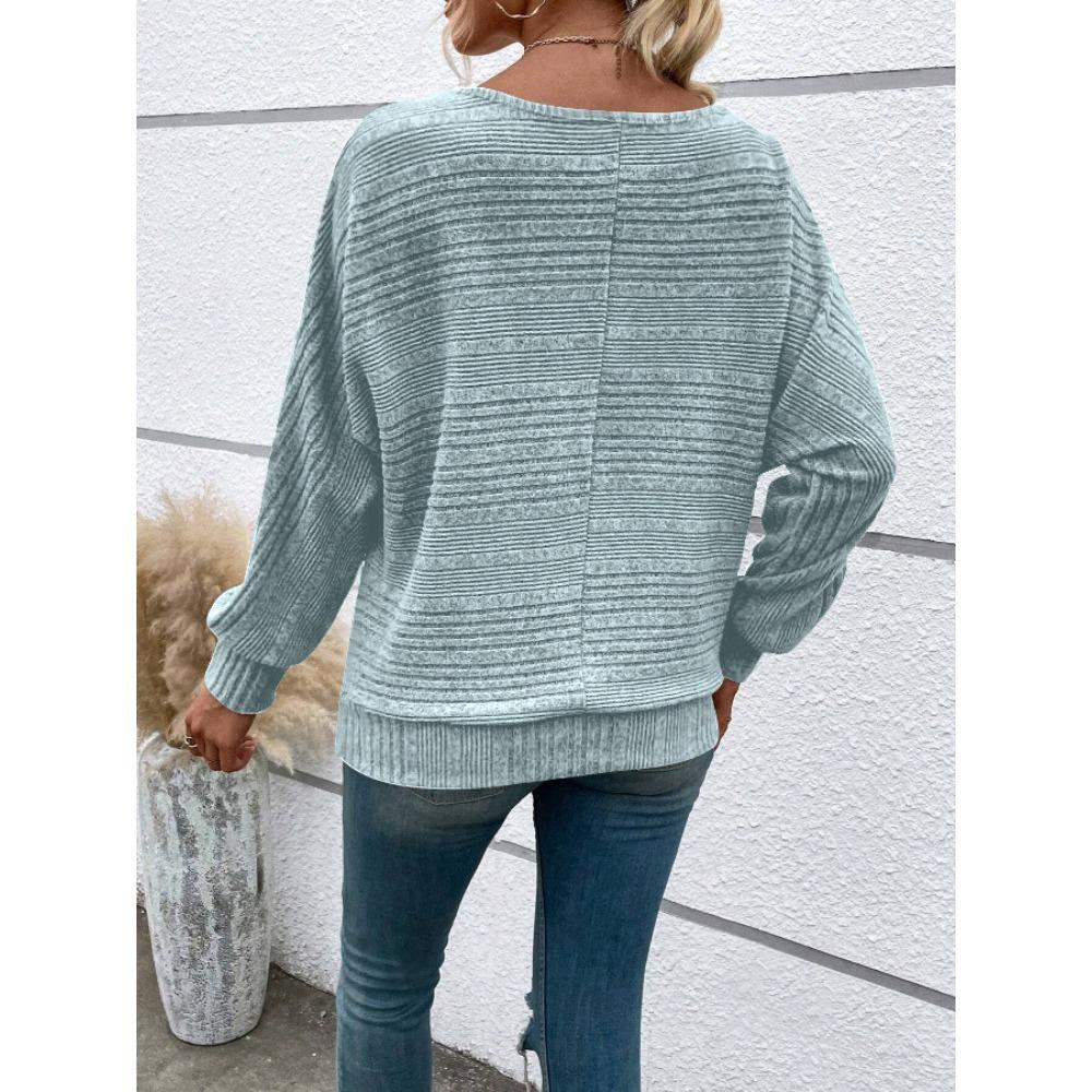Women's Sweater Fall/Winter Casual Sweatshirt Women's Solid Color Top Long-Sleeve Crew Neck Patchwork Pullover T-Shirt