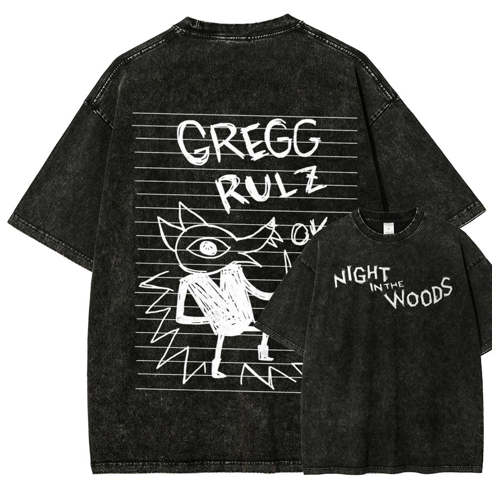 Notte nei boschi Maglietta lavata 2026 Nuovo Modello personalità Vestiti camicia Abbigliamento per tutto l'anno Retro Largo Oversize Taglia Plus Unisex