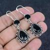Natural Black Spinel Gemstone Handmade 925 Sterling Silver Earring 2.05" ETC-12821