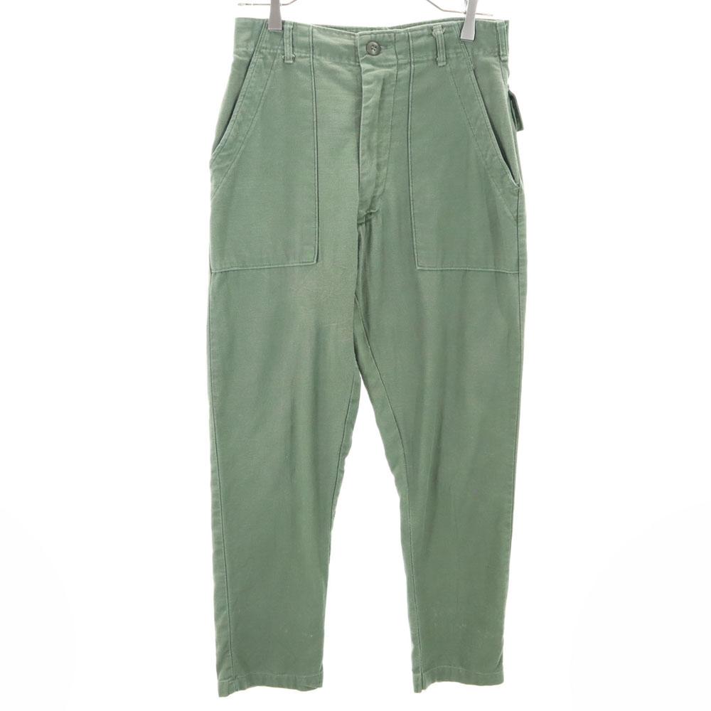 US ARMY 70s DSA Vintage Cotton Satin Baker Pants W28 khaki military Men's Used