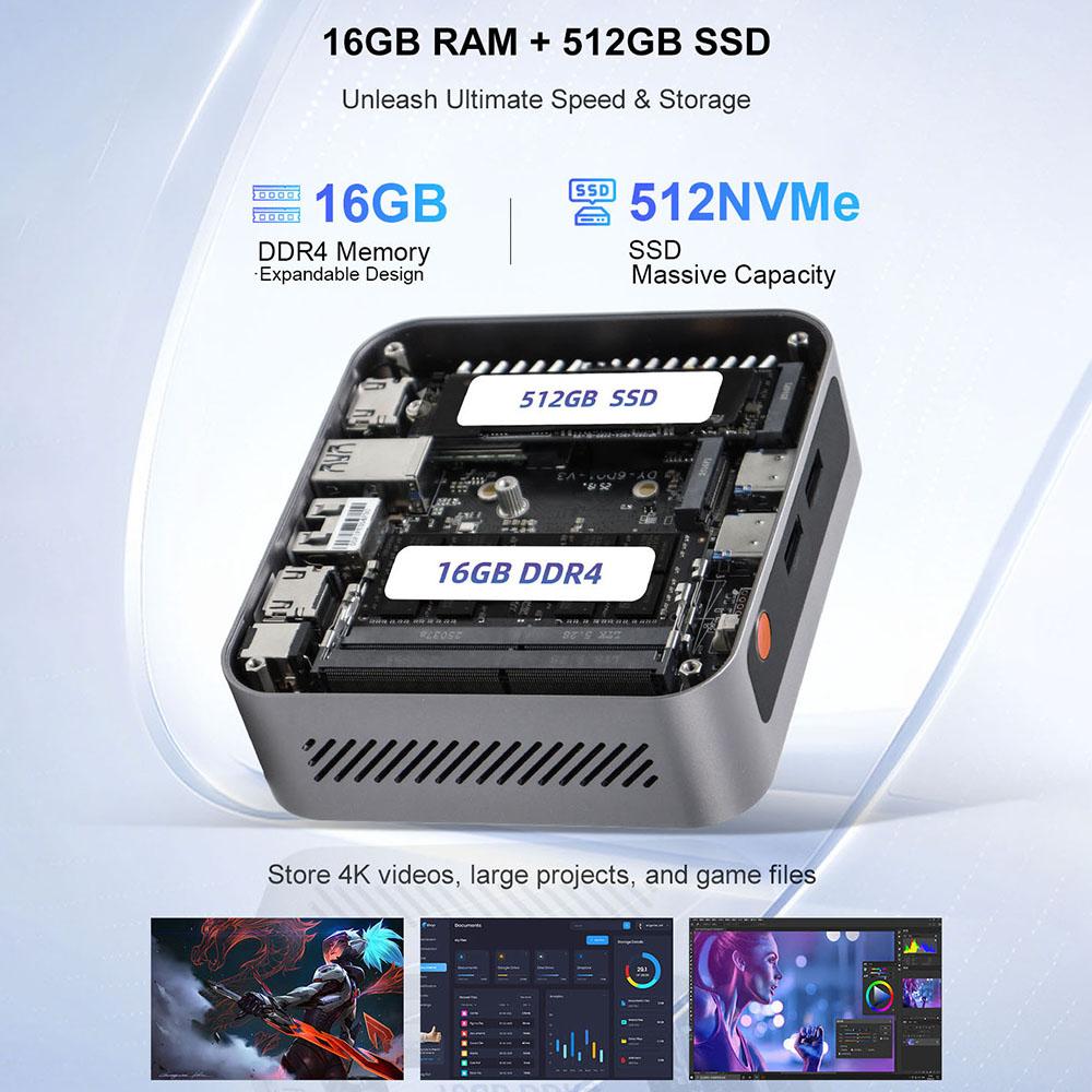Ninkear M7 Mini PC, AMD Ryzen 5 7430U 6 Cores Max 4.3GHz, 16GB RAM 512GB SSD, 2*HDMI + Type-C 4K Triple Screen Display