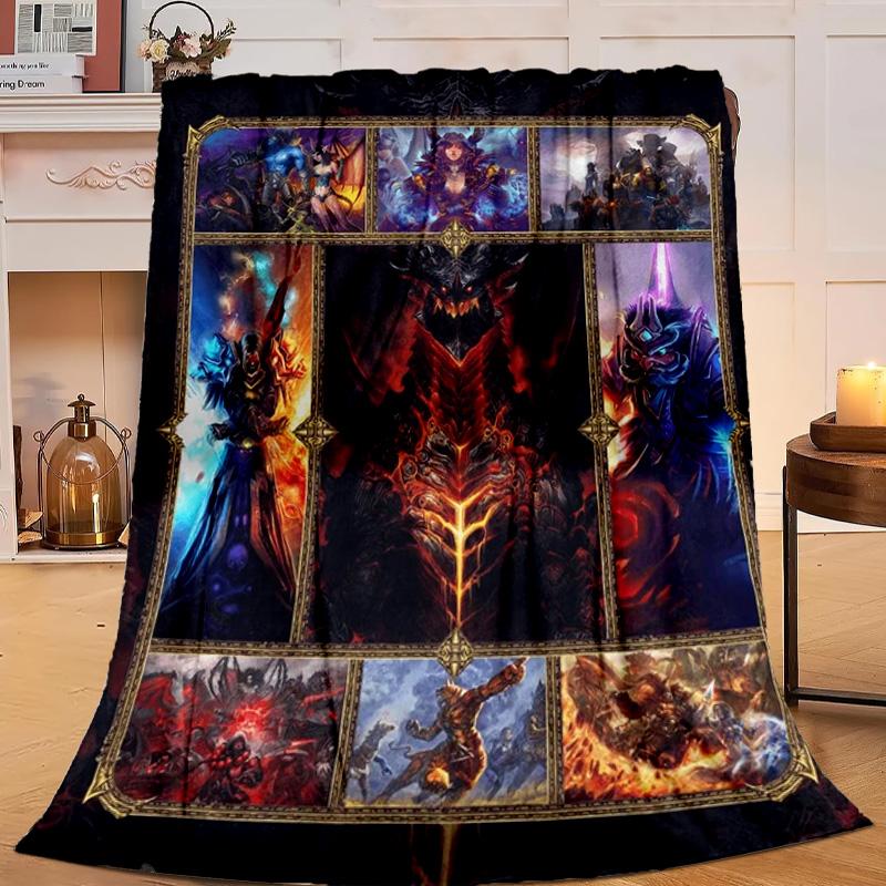 1PC Game Warcraft Darkness Warrior Flannel Blanket Gift, Suitable for Both Men And Women, Soft Ideal for Beds And Sofa, Birthday Or Christmas Gift