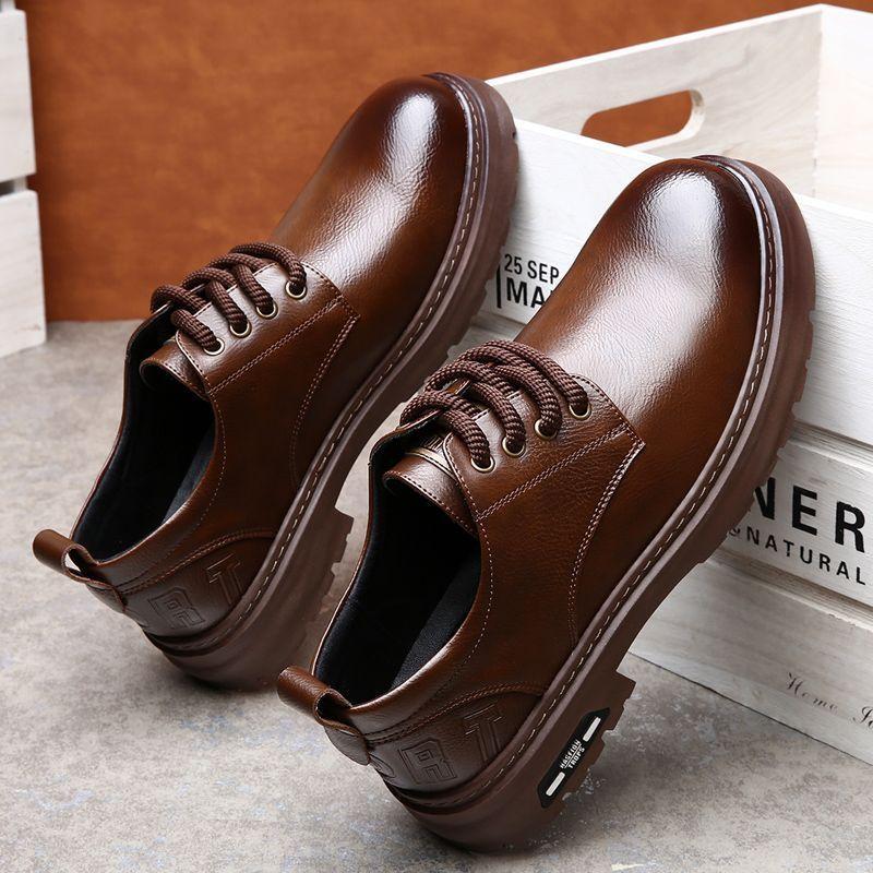 Leather Shoes Men's Soft-soled Non-slip Outdoor Casual Leather Shoes Men's Retro Breathable Versatile British Shoes Single Shoes