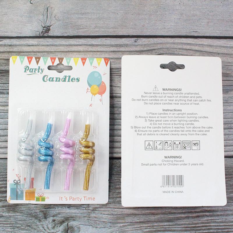 New 4-pack Spiral Sparkling Candles, Creative Like-style Party Decoration Candles