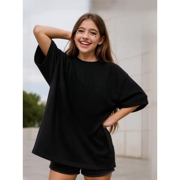 Summer Round Neck Fashionable Casual Pure Cotton Solid Color Short Sleeved Women's T-shirts