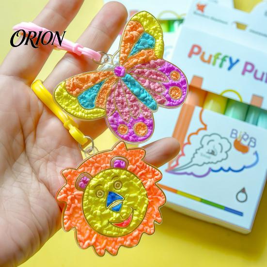 6 Colors Popcorn Pens Pens, 3D Relief Art Pen, Heat Activated, Puffy Handmade Gift Ideas for Kids Drawing DIY Craft Projects, Works on Different