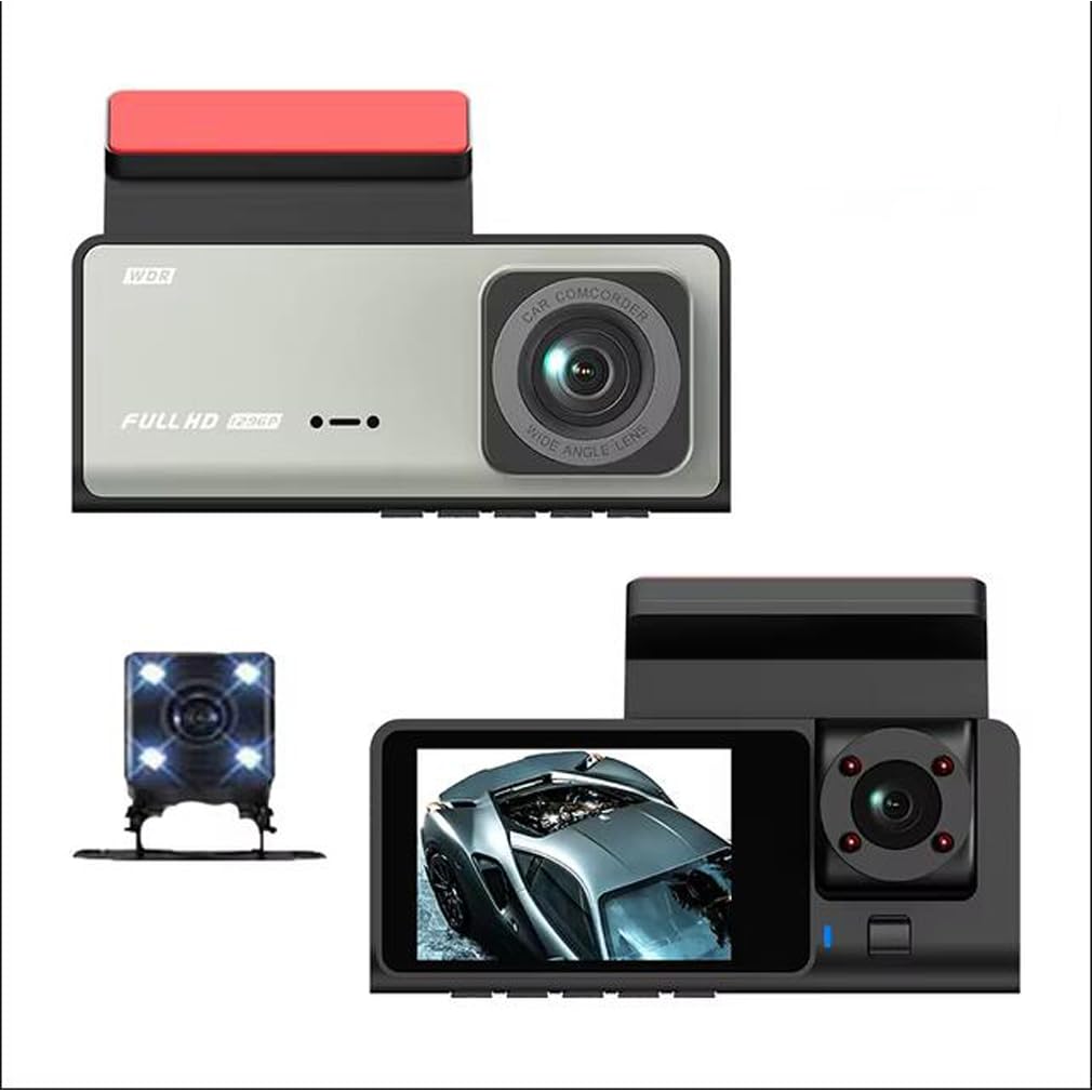3-channel Wifi dash cam for car, front and rear internal 1080P car DVR, Super