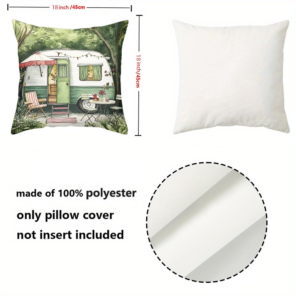 1 Pieces Vintage Camper Patterned Decorative Throw Pillows Polyester pillowcase, sofa decorative cushion cov Headboard Pillow