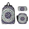 Boleslawiec Ceramics Backpack Student BookBag School Bag Shoulder Bags 3ps Insulated Lunch Bag Pencil Case