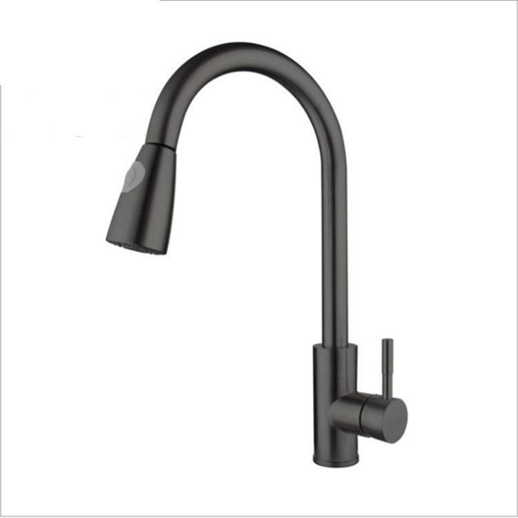 

Black Telescopic Pull-out Kitchen Sink Faucet, Stainless Steel, Anti-Splash, Hot & Cold Water.