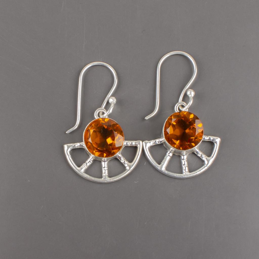 Citrine Earrings, 925 Solid Sterling Silver Gemstone Jewelry, Handmade Earrings, For Thanksgiving